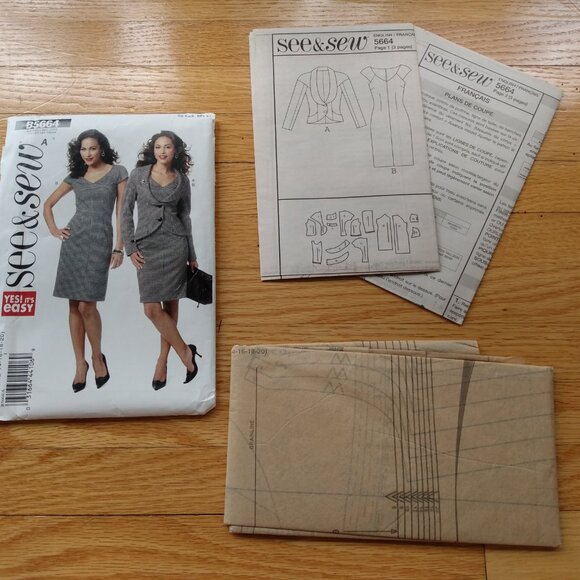 Cap Sleeve Dress and Jacket Suit Sewing Pattern Fitted Size 6-20 UNCUT 5664 - Picture 7 of 9